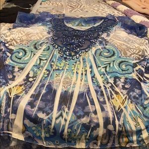 Blue multi colored blouse